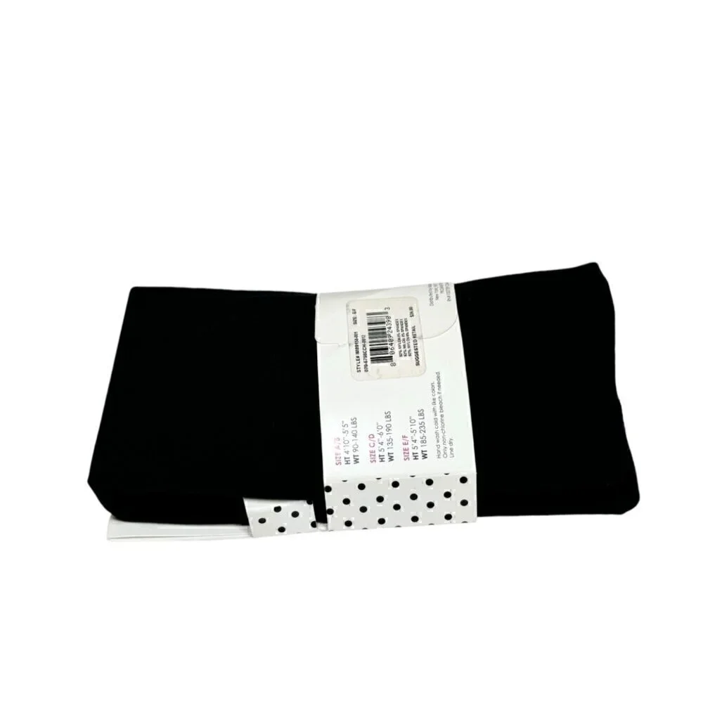 NEW Isaac Mizrahi Black Tights Sz. L 2PCs Opaque Stretch Control Top Fall Goth